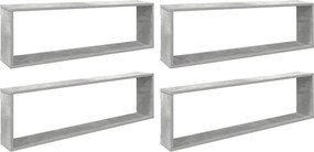 vidaXL Rafturi de perete cub, 4 buc., gri beton, 100x15x30 cm, PAL