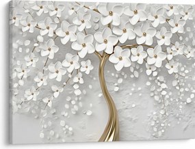 Tablou cu copac alb cu flori (70x50 cm)