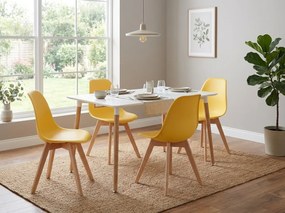 Scaun KITO de culoare mustar cu picioare din lemn de fag