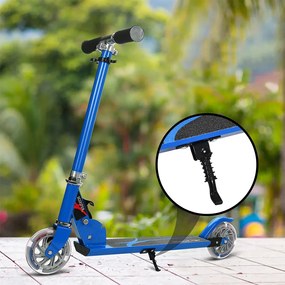 Trotinetă pliabilă din aluminiu cu roți LED albastră