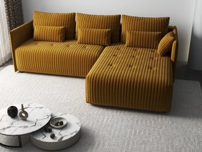 Colțar extensibil dumonde cu ladă de depozitare si sezut confortabil din spuma high-density, Malta Ambience Mustard II 235x185 cm
