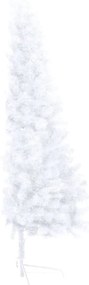 Set jumatate brad Craciun artificial LEDurigloburi, alb 210 cm 1, Alb si auriu, 210 cm