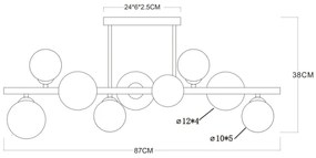 Lustră LED pe tijă RIHA 9xG9/3W/230V alamă Globo 56135-9D