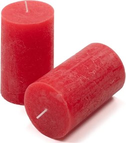 Set de lumânări rustice, 11,5 cm, Ø 6,8 cm, roșu, 6 buc