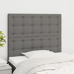 vidaXL Tăblii de pat, 2 buc, gri închis, 80x5x78/88 cm, textil