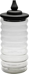 Borcan din sticla, cu capac din lemn de mango, H29cm, Zaraya