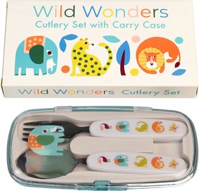 Tacâmuri pentru copii crem din oțel inoxidabil 2 buc. Wild Wonders – Rex London