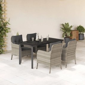 vidaXL Set mobilier de grădină cu perne, 5 piese gri deschis poliratan