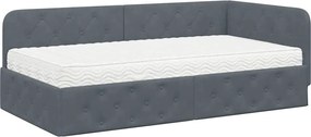 vidaXL Cadru de pat colțar Gri închis 100 x 200 cm Catifea