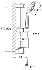 Baterie dus cu termostat Grohe SmartControl cu set de dus inclus,bara 900 mm - 34721000