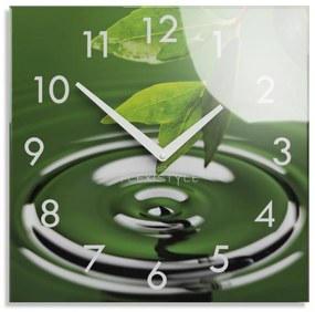 Sticlă decorativă cu ceas verde natural imprimat , 30 cm