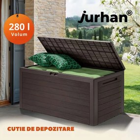 Cutie de depozitare WOODEBOX, 280L, 120x46x57cm, maro închis Prosperplast
