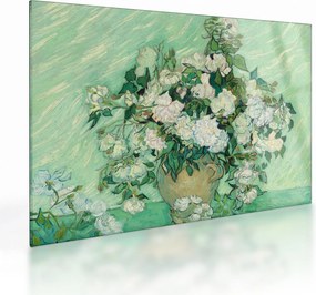 Tablou pe sticlă - Vincent van Gogh, Roses, reproducere (70x50 cm)
