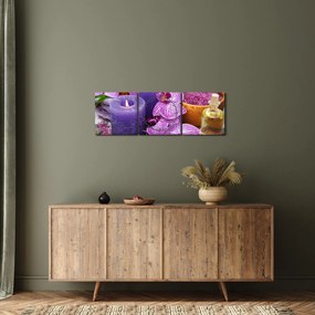 Tablou cu orhidee și lumănări (cu ceas) (90x30 cm)