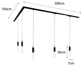 Sistem modern de iluminat pe șine cu 5 pendule Gunmetal monofazat - Iconic Lloyd