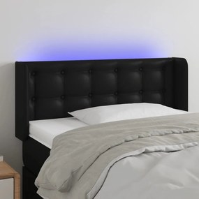 3123314 vidaXL Tăblie de pat cu LED, negru, 93x16x78/88 cm, piele ecologică
