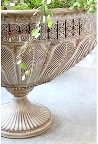 Ghiveci cu picior din metal, mocca antichizat, H38/D56 cm