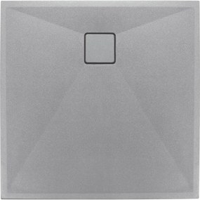 Cadita dus compozit slim patrata gri 90x90 cm Deante, Correo Square Gri metalizat, 900x900 mm