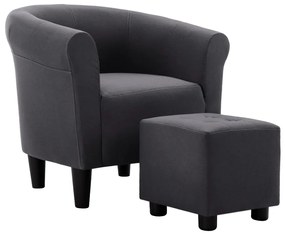 248037 vidaXL Set cu fotoliu și taburet, 2 piese, negru, material textil