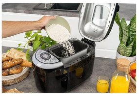 Masina de facut paine FIRST FA-5152-3-BA, 850W, 1.25 kg, 12 programe, Timer, Acoperire antiaderenta, Negru/inox