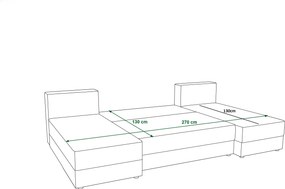 OFERTA Coltare extensibilas in U LIVARO 305x140 cm, gri inchis calitatea II