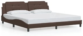 3208207 vidaXL Cadru de pat cu tăblie, maro, 200x200 cm, piele ecologică