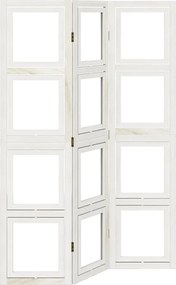 vidaXL Paravan cameră 3 panouri, alb, lemn masiv paulownia