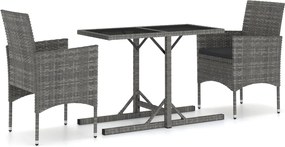 vidaXL Set mobilier de grădină, 3 piese, gri