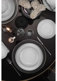 Set de veselă, 18 piese, porțelan, alb/argintiu