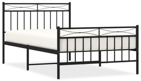 373705 vidaXL Cadru pat metalic cu tăblii de cap/picioare, negru, 107x203 cm