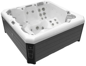 Minipiscina 5 persoane 218 218 cm alba cu hidromasaj, acril, Wellis, Palermo CityLife Deluxe