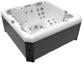 Minipiscina 5 persoane 218 Ã 218 cm alba cu hidromasaj, acril, Wellis, Palermo CityLife Deluxe