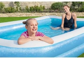 Piscina gonflabila pentru copii, dreptunghiulara, albastru, 305x183x46 cm, bestway family