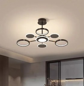 Lustra LED cu Telecomanda, Negru, 8 Brate, 3 Tipuri De Lumina, Intensitate Reglabila, 92W