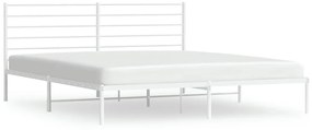 352373 vidaXL Cadru de pat metalic cu tăblie, alb, 183x213 cm