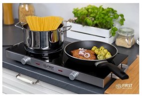 Plită dubla cu infrarosu FIRST FA-5096-7, 2800W, Pana la 300°C, Termostat, Sticla ceramica, Negru/Inox