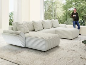 Colțar extensibil dumonde cu ladă de depozitare si sezut confortabil din spuma high-density, Berlin U Ambience Ivory 380x180 cm