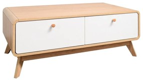 Comodă TV albă/în culoare naturală cu aspect de lemn de stejar 100x40 cm Caitlin – Støraa