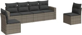 vidaXL Set mobilier grădină cu perne, 6 piese, gri, poliratan