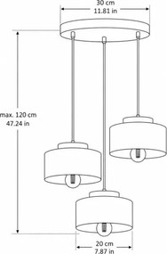 Candelabru suspendat pe cablu IGNIA 3xE27/60W/230V vișiniu/auriu
