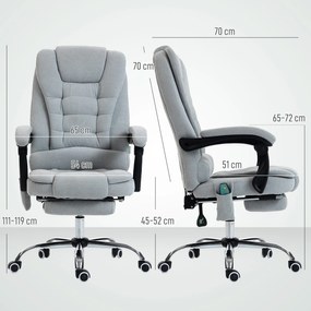 Vinsetto Fotoliu de birou cu masaj și încălzire, scaun de birou, înălțime reglabilă, spătar înclinabil, 65x70x111-119cm, gri | Aosom Romania