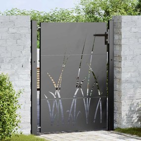 vidaXL Poartă de grădină Negru 105 x 125 cm Oțel vopsit în pulbere