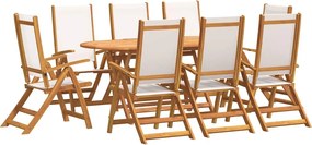 vidaXL Set mobilier de grădină, 9 piese, lemn masiv acacia/textilenă
