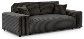 Canapea gri închis cu tapițerie din catifea reiată 213 cm Justin – Ropez