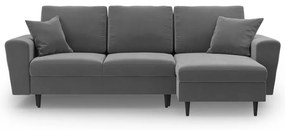 Colțar gri deschis extensibil, cu spațiu de depozitare cu tapițerie din catifea Kyoto – Cosmopolitan Design