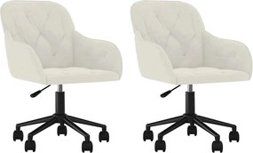 vidaXL Scaune de bucătărie pivotante, 2 buc., crem, catifea