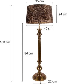 Bază pentru lampă de masă din aluminiu, auriu, cu coloană înaltă canelată și picior rotund, finisaj antichizat, 92 x 22 cm, „Tuileries”