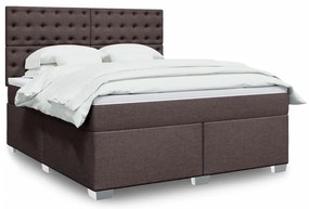 vidaXL Pat continental cu saltea maro închis 180x200cm material textil