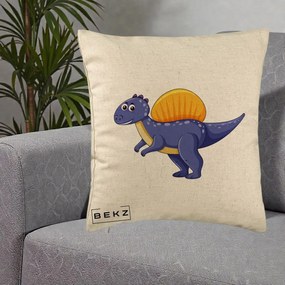Perna Decorativa Spinozaur Kawaii, 40x40 cm, Bej, Husa Detasabila, Perna Inclusa, BEKZ®