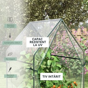 Outsunny Mini Sera Portabila 90x90x145cm cu 2 Usi cu Fermoar Transparent pentru Interior Exterior | Aosom Romania